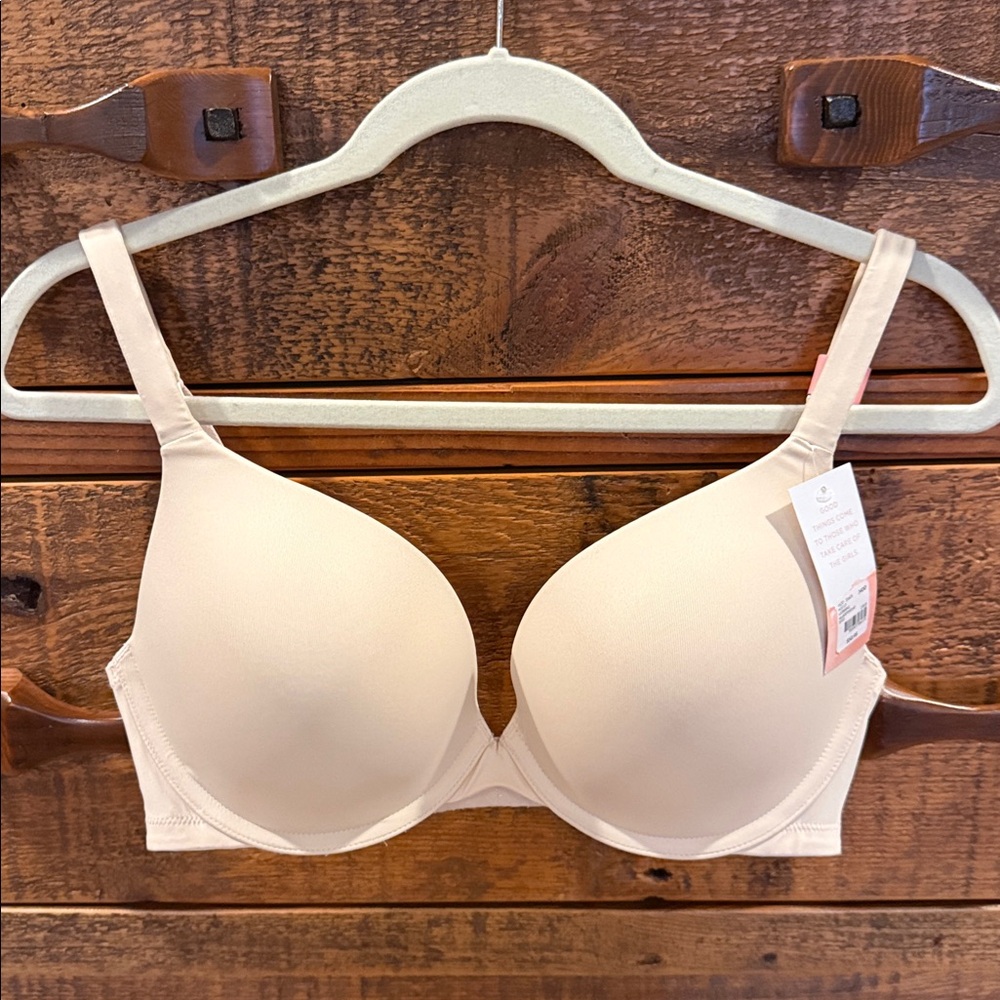 Lane Bryant Smooth Boost Plunge Bra, Sand Dollar, 34DD
